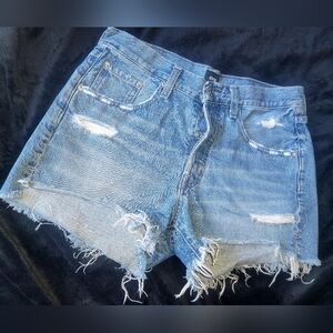 🤩❤️‍🔥 Edwin Distressed CAI Short Cut Off Jean Shorts Sz 27